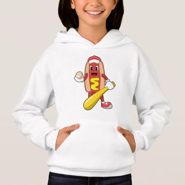 Baseball-Hotdog mit Baseball-Fledermaus Hoodie (Vorderseite)