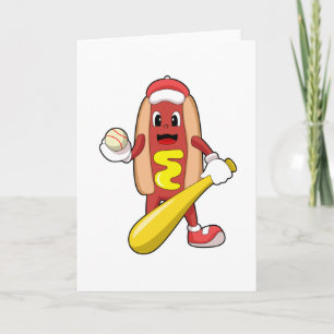 Baseball-Hotdog mit Baseball-Fledermaus Karte