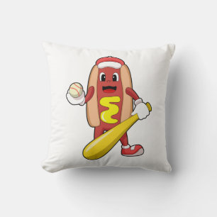 Baseball-Hotdog mit Baseball-Fledermaus Kissen