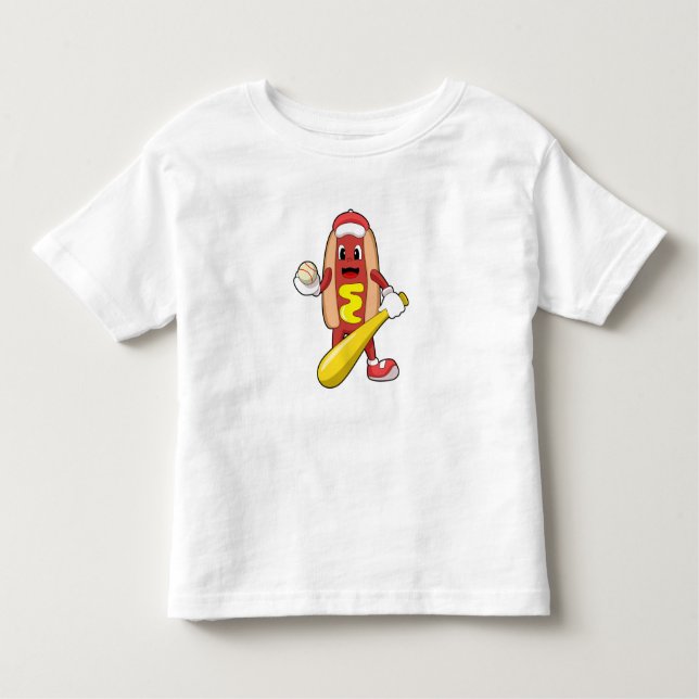 Baseball-Hotdog mit Baseball-Fledermaus Kleinkind T-shirt (Vorderseite)