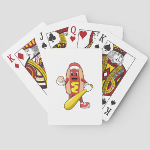 Baseball-Hotdog mit Baseball-Fledermaus Spielkarten