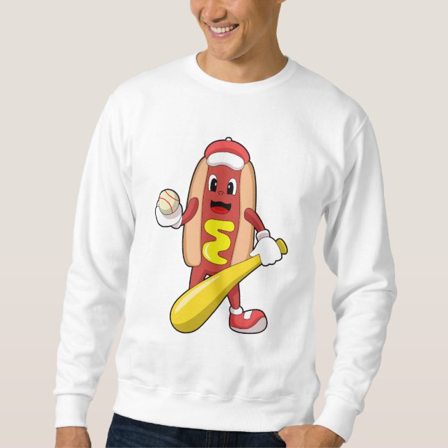 Baseball-Hotdog mit Baseball-Fledermaus Sweatshirt (Vorderseite)