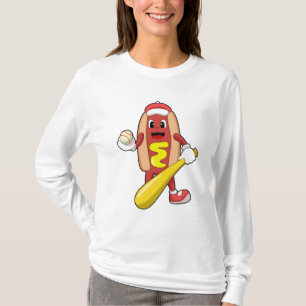 Baseball-Hotdog mit Baseball-Fledermaus T-Shirt