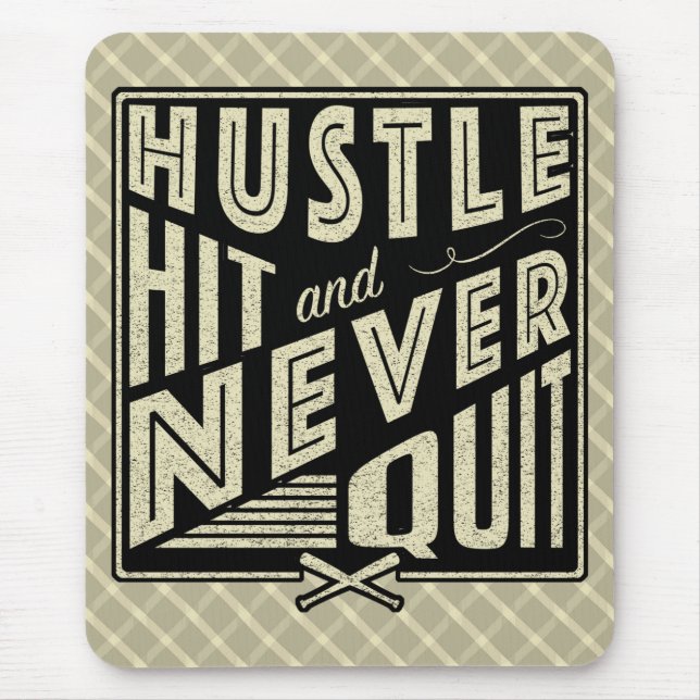 Baseball Hustle Hit & Never Beenden Mouse Mat Mousepad (Vorne)