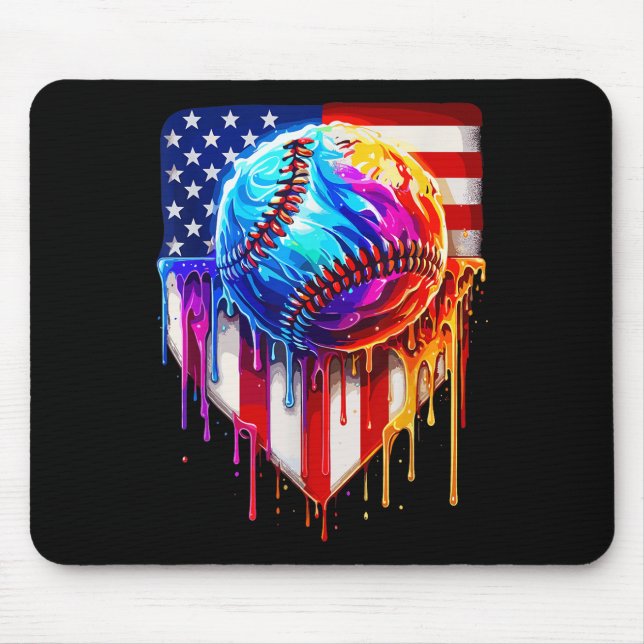 Baseball Ice Cream American Flag Tropfen Mousepad (Vorne)
