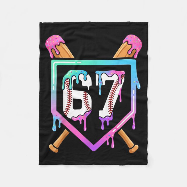 Baseball Ice Cream Drip 67 Player Dabbing Six Seve Fleecedecke (Vorderseite)