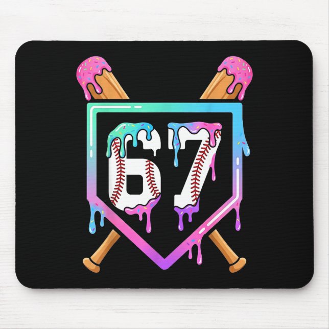 Baseball Ice Cream Drip 67 Player Dabbing Six Seve Mousepad (Vorne)