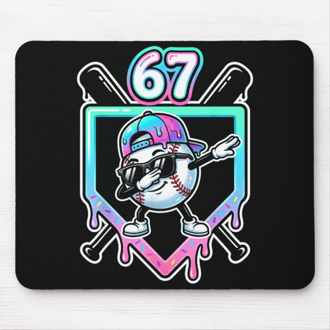 Baseball Ice Cream Drip 67 Player Dabbing Six Seve Mousepad (Vorne)