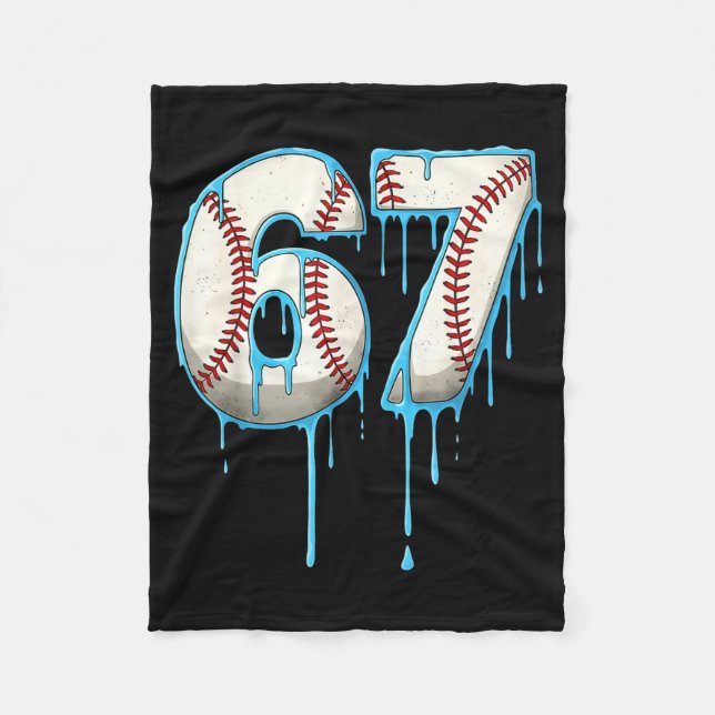 Baseball Ice Cream Drip 67 Six Seven Meme Number 6 Fleecedecke (Vorderseite)