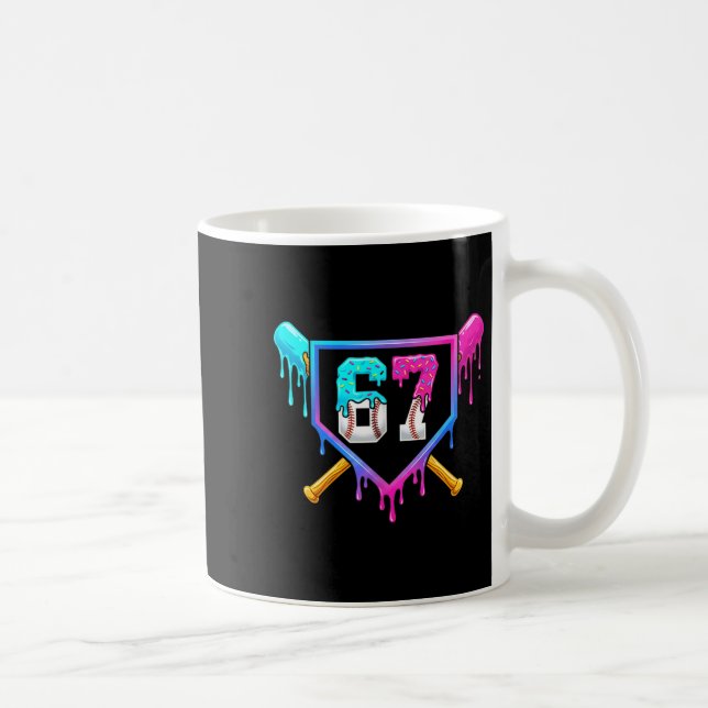 Baseball Ice Cream Drip 67 Six Seven Meme Number 6 Kaffeetasse (Rechts)