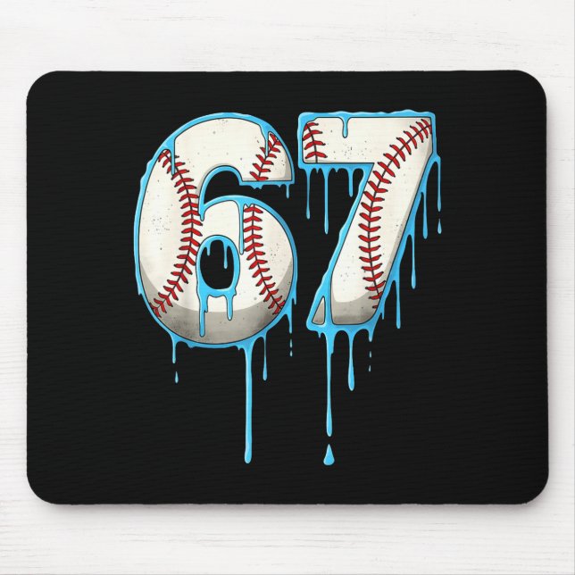 Baseball Ice Cream Drip 67 Six Seven Meme Number 6 Mousepad (Vorne)