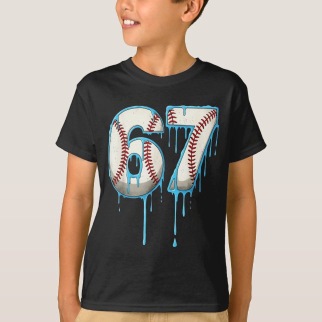 Baseball Ice Cream Drip 67 Six Seven Meme Number 6 T-Shirt (Vorderseite)