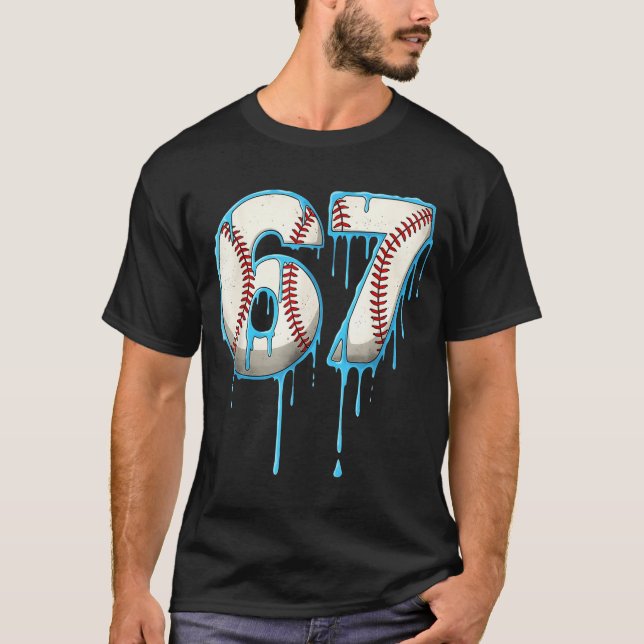 Baseball Ice Cream Drip 67 Six Seven Meme Number 6 T-Shirt (Vorderseite)