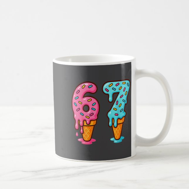 Baseball Ice Cream Drip 6 7 Kids Funny 67 Birthday Kaffeetasse (Rechts)