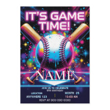 Baseball Ice Cream Drip Birthday Invitation