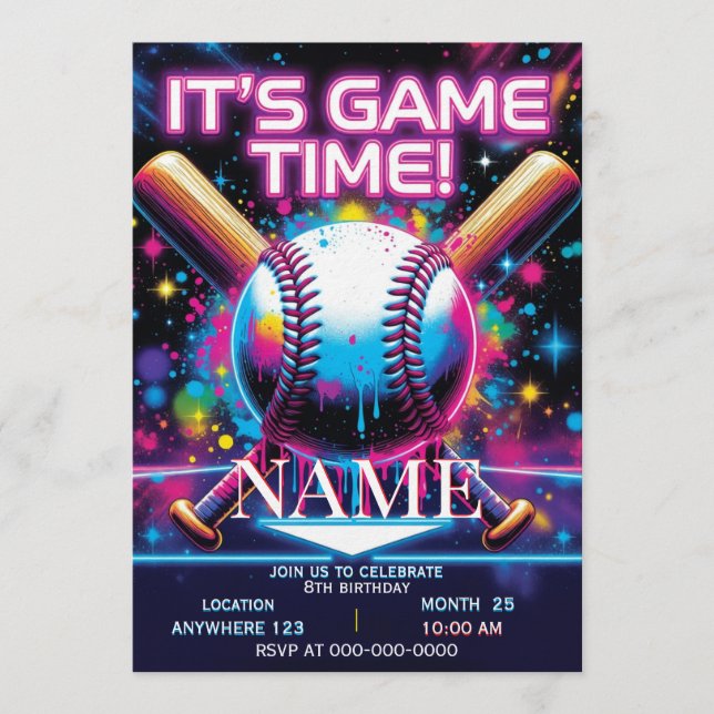 Baseball Ice Cream Drip Birthday Invitation Einladung (Vorderseite)