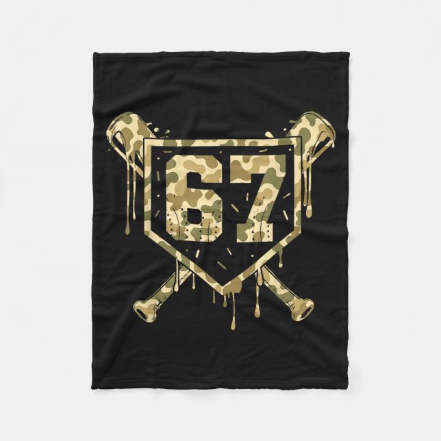 Baseball Ice Cream Drip Camo Number 67 Player 67th Fleecedecke (Vorderseite)