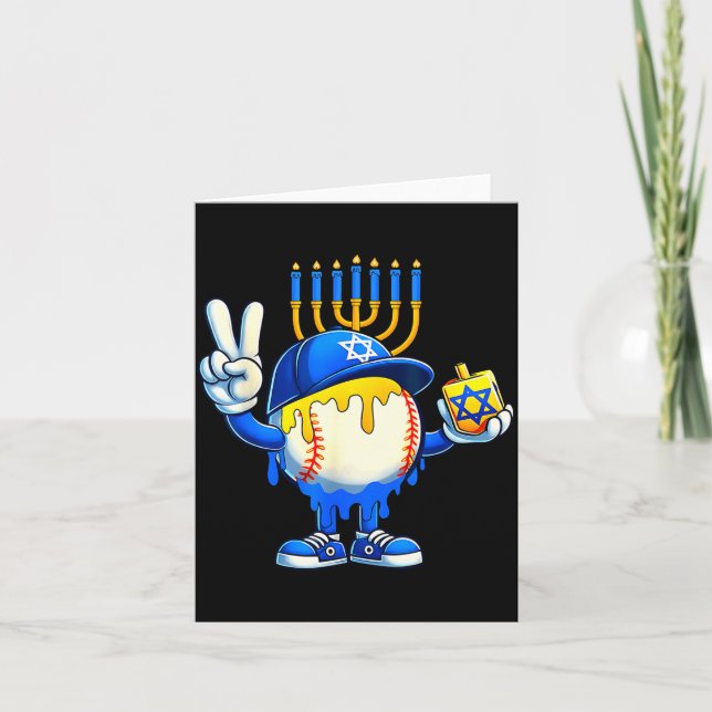 Baseball Ice Cream Drip Dreidel Happy Hanukkah Boy Karte (Vorderseite)