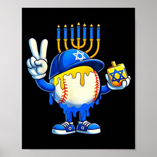 Baseball Ice Cream Drip Dreidel Happy Hanukkah Boy Poster (Vorne)