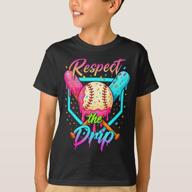 Baseball Ice Cream Drip Number 67 Player 67 Respec T-Shirt (Vorderseite)