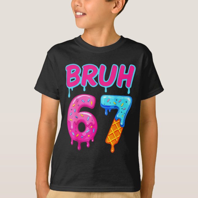 Baseball Ice Cream Drip Number 67 Player Or 67th B T-Shirt (Vorderseite)