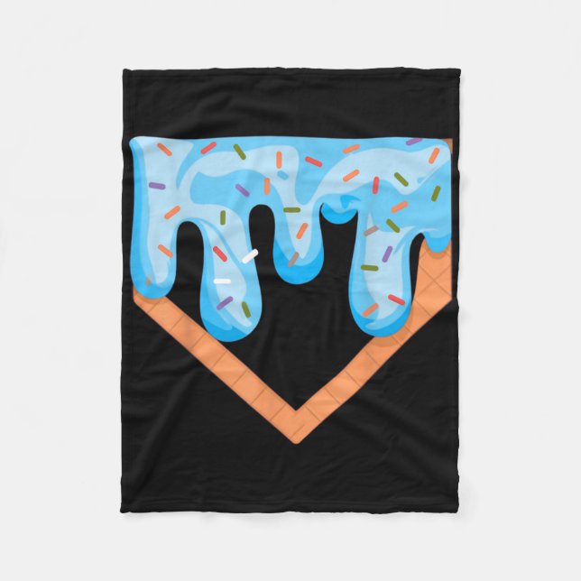 Baseball Ice Cream Dripping Baseball Zuhause Plate Fleecedecke (Vorderseite)