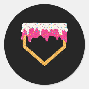 Baseball Ice Cream Dripping Baseball Zuhause Plate Runder Aufkleber