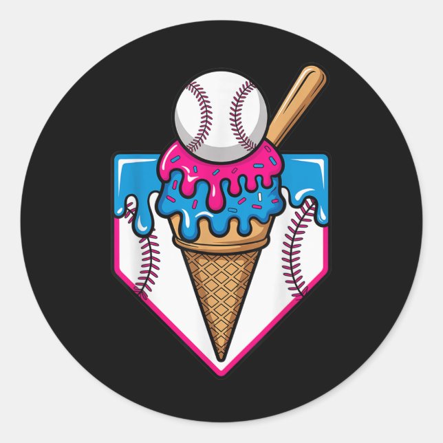 Baseball Ice Cream Dripping Baseball Zuhause Plate Runder Aufkleber (Vorderseite)