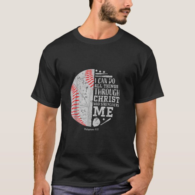 Baseball ich kann Dinge tun, durch Christlichen, w T-Shirt (Vorderseite)