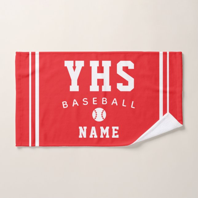 Baseball Icon, Custom Name & School, Team Gift Han Handtuch (Handtuch)