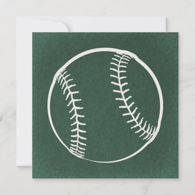 Baseball Illustration Vintag Art Green Background Einladung (Vorderseite)