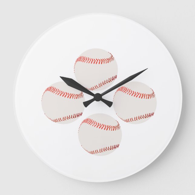 Baseball-Illustrationswall-Uhr Große Wanduhr (Vorderseite)