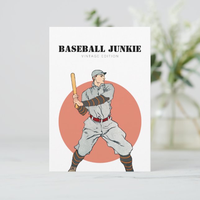 Baseball im Retro-Stil Dankeskarte (Stehend Vorderseite)