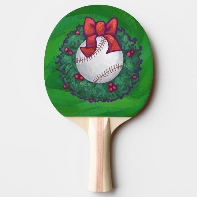 Baseball im Weihnachtskranz Tischtennis Schläger (Rückseite)