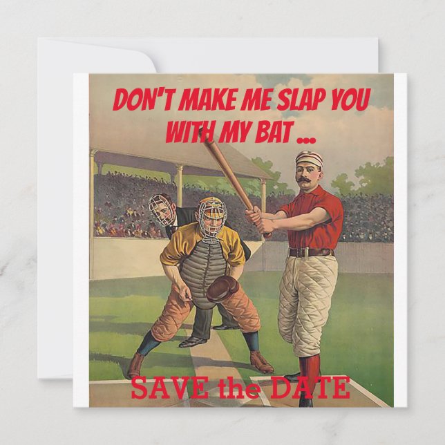 Baseball Image FP der 1840er Save The Date (Vorderseite)