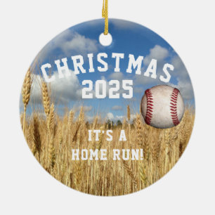 Baseball in der Luft, auf einem Baum, personalisie Keramik Ornament