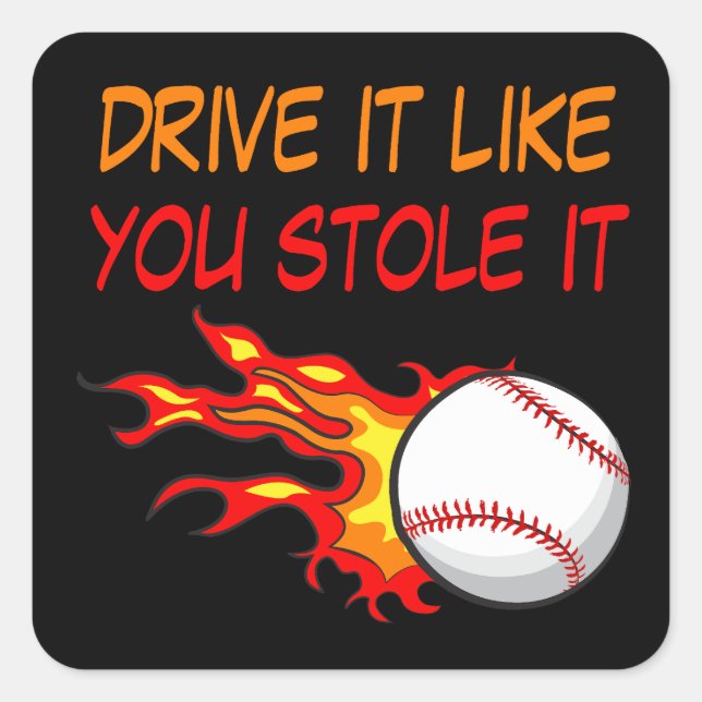 Baseball in Flammen brennen mit lustigem Zitat, sc Quadratischer Aufkleber (Vorderseite)