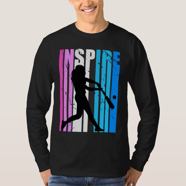 Baseball Inspire Pink Blue Color Inspirational Mot T-Shirt (Vorderseite)