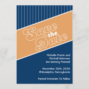 Baseball-Inspirierte Save The Date (Orange/Navybla Einladung