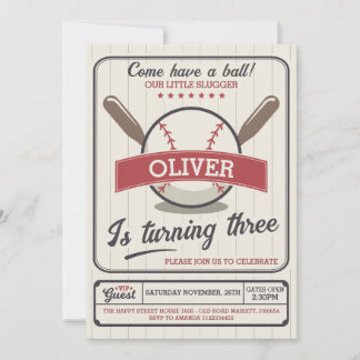 Baseball Invitation for Birthday Party Slugger Einladung