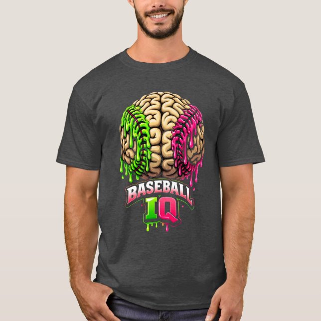 Baseball IQ Brain Drip Art T-Shirt (Vorderseite)