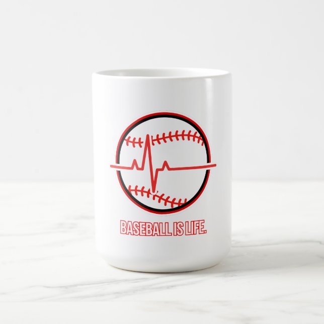 Baseball is Life Heartbeat Pulse Graphic Kaffeetasse (Mittel)