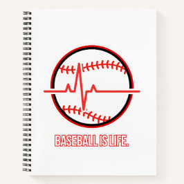 Baseball is Life Heartbeat Pulse Graphic Notizbuch