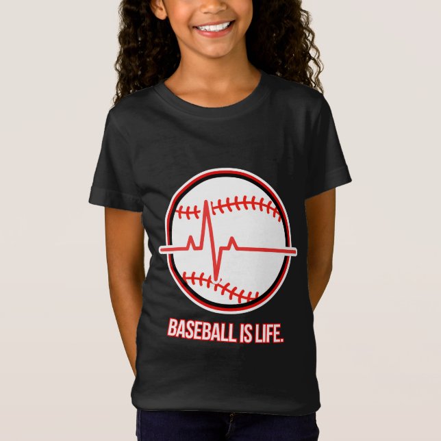 Baseball is Life Heartbeat Pulse Graphic T-Shirt (Vorderseite)