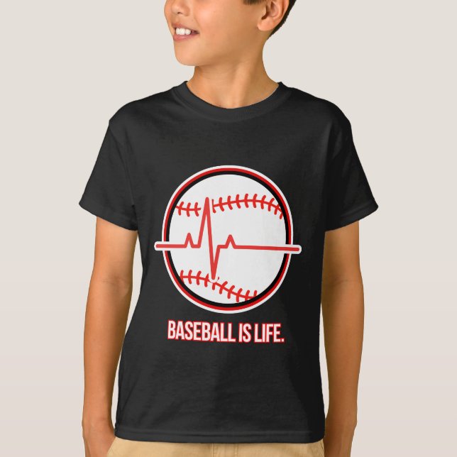 Baseball is Life Heartbeat Pulse Graphic T-Shirt (Vorderseite)