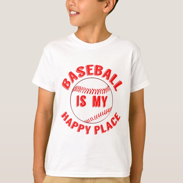 Baseball ist mein glücklicher Ort Kinder T-Shirt (Vorderseite)