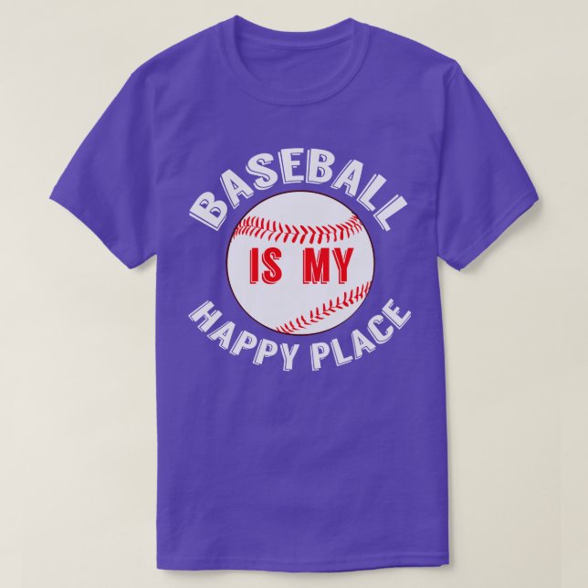 Baseball ist mein glücklicher Ort T-Shirt (Design vorne)