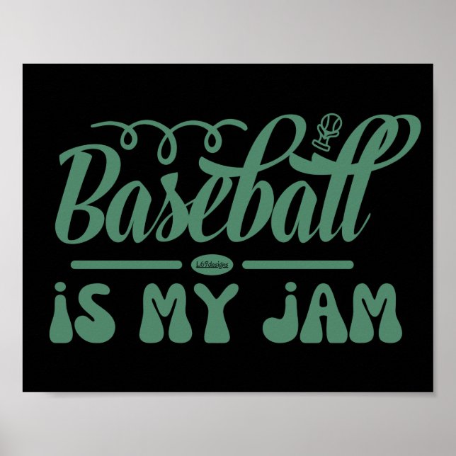 BASEBALL IST MEIN JAM lustig typografischer Baseba Poster (Vorne)