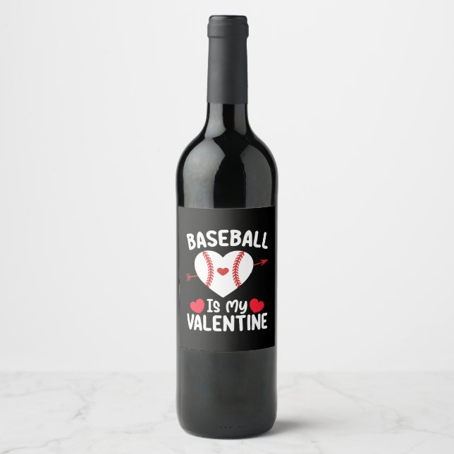 Baseball ist mein Valentinstag Sport Weinetikett (Vorderseite)