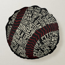 Baseball Jargon Slang Typografy Round Pillow